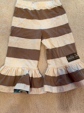 Matilda Jane Brown and Cream Striped Ruffle Pants